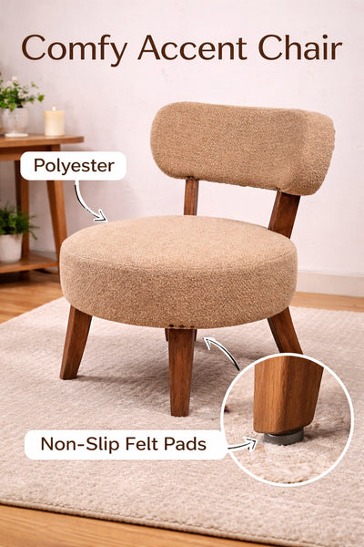Moderne gestoffeerde loungestoel met houten poten