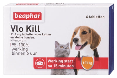 BEAPHAR FLEA KILL+ CHIEN/CHAT JUSQU'À 11 KG 6 COMPRIMÉS