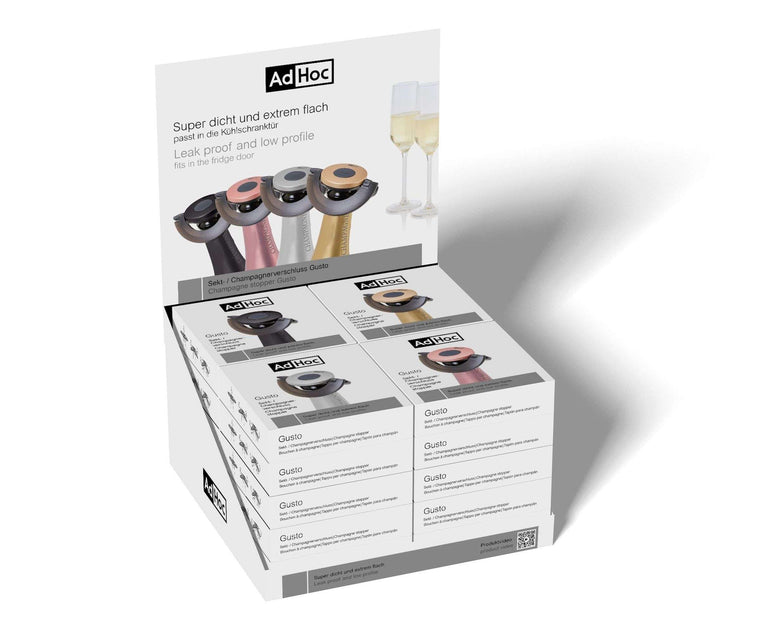 Gusto champagnestopperdisplay gevuld met 20 geassorteerde stuks