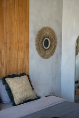 Het Raffia Kussenhoes Vierkant - Naturel Zwart - 60x60