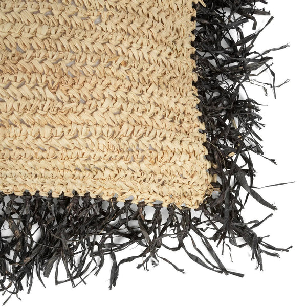 Het Raffia Kussenhoes Vierkant - Naturel Zwart - 60x60