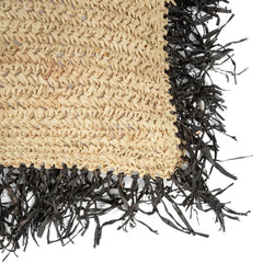 Het Raffia Kussenhoes Vierkant - Naturel Zwart - 60x60