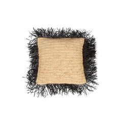 De Raffia Kussenhoes Vierkant - Natuur Zwart - 40x40
