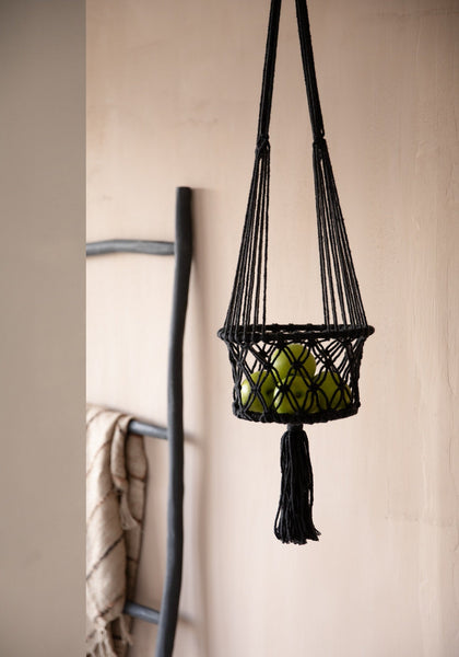 Le Porte-Plante en Macramé - Noir - G