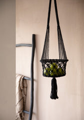 Le Porte-Plante en Macramé - Noir - G