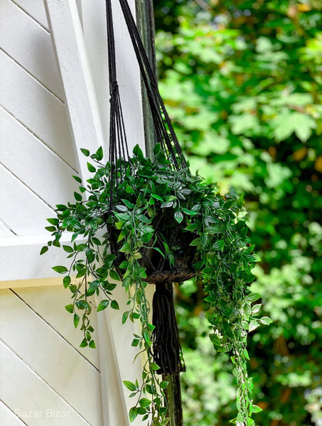 Le support de plantes en macramé - Noir - S