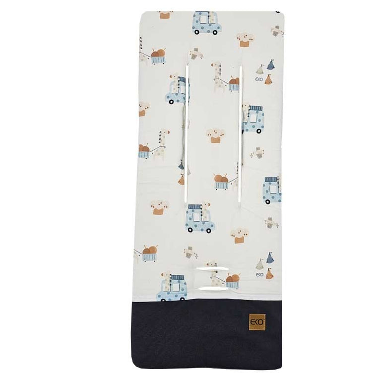 Kinderwageninleg met traagschuim Giraffe/Blauw
