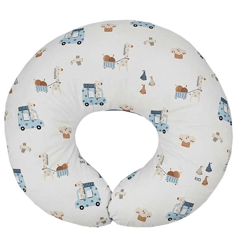 Croissant d'allaitement en velours GIRAFFE/BLEU