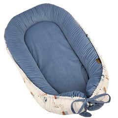 Cocon de bébé en velours Girafe/Bleu