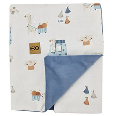 Educational blanket mat with VELVET lining GIRAFFE/BLUE
