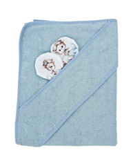 Cape de bain en bambou Pilote Ours/Bleu