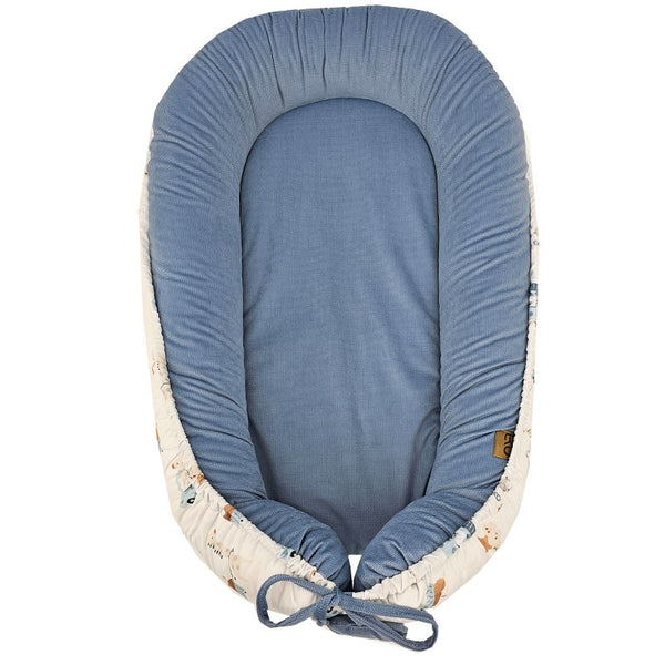 Cocon de bébé en velours Girafe/Bleu
