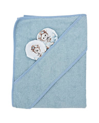 Cape de bain en bambou Pilote Ours/Bleu