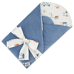 Cotton cone with velvet giraffe/blue