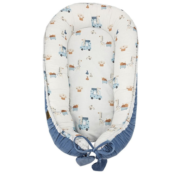 Cocon de bébé en velours Girafe/Bleu
