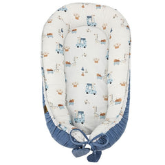 Cocon de bébé en velours Girafe/Bleu