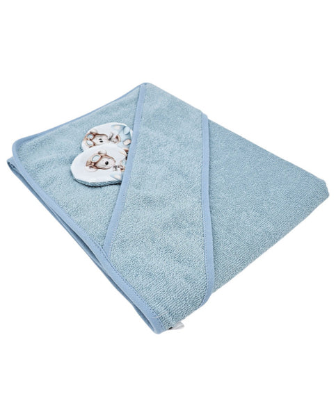 Cape de bain en bambou Pilote Ours/Bleu
