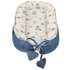 Cocon de bébé en velours Girafe/Bleu
