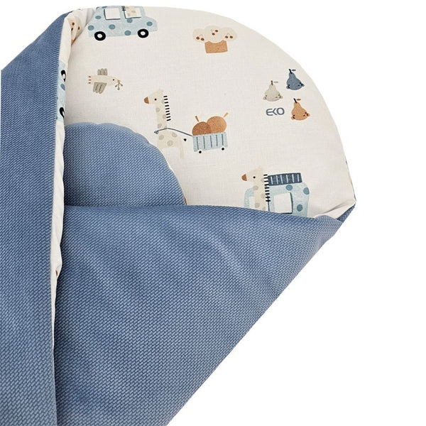 Cotton cone with velvet giraffe/blue