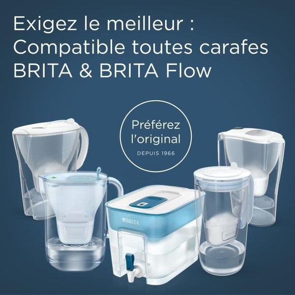 BRITA Carafe filtrante - Style Essential Bleu minéral - Capacité de 2,4 litres dont 1,4 litre d'eau filtrée - 2 Filtres Maxtra Pro Pure