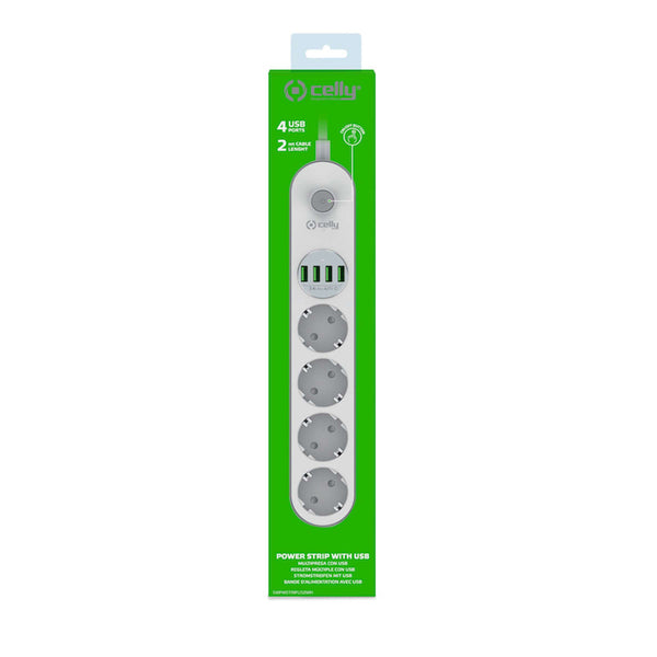 PowerStrip Stekkerdoos 4 Stopcontacten 4 USB 12W