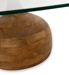 Stella coffee table Ø100, H35, Smooth Natural, Clear glass