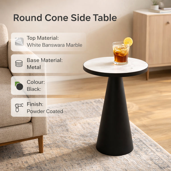 Table d'appoint en marbre cône arrondi