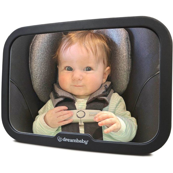 Large rectangular rear-view mirror - DREAMBABY - Adjustable for back seat - 20 x 24 cm - Black