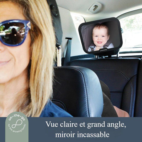 Large rectangular rear-view mirror - DREAMBABY - Adjustable for back seat - 20 x 24 cm - Black
