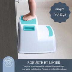 Tabouret - DREAMBABY - 2 MARCHES - Antidérapant et texturé - Jusqu'à 80 kg pour enfants et adultes - Aqua