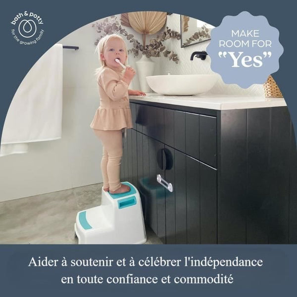 Tabouret - DREAMBABY - 2 MARCHES - Antidérapant et texturé - Jusqu'à 80 kg pour enfants et adultes - Aqua