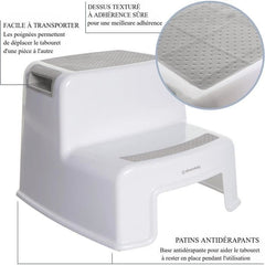 Step stool - DREAMBABY - 2 Up - Non-slip and textured - Up to 80 kg for children and adults - Grey