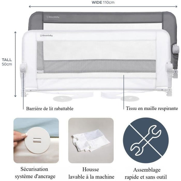 Dreambaby Maggie Bed Barrier - Fits built-in and flat beds measuring 110 cm wide and 50 cm high