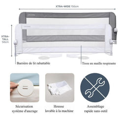 Dreambaby Nicole Bed Barrier - Beds and flat beds - measuring 150 cm wide and 50 cm high - grey
