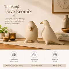 Handgemaakte Ecomix Duif Sculptuur | Duurzame, Bewuste Huisdecoratie | Eierschaal Afwerking | Vrede & Contemplatie