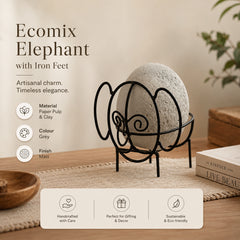 Sustainable Ecomix Elephant Sculpture with Iron Feet