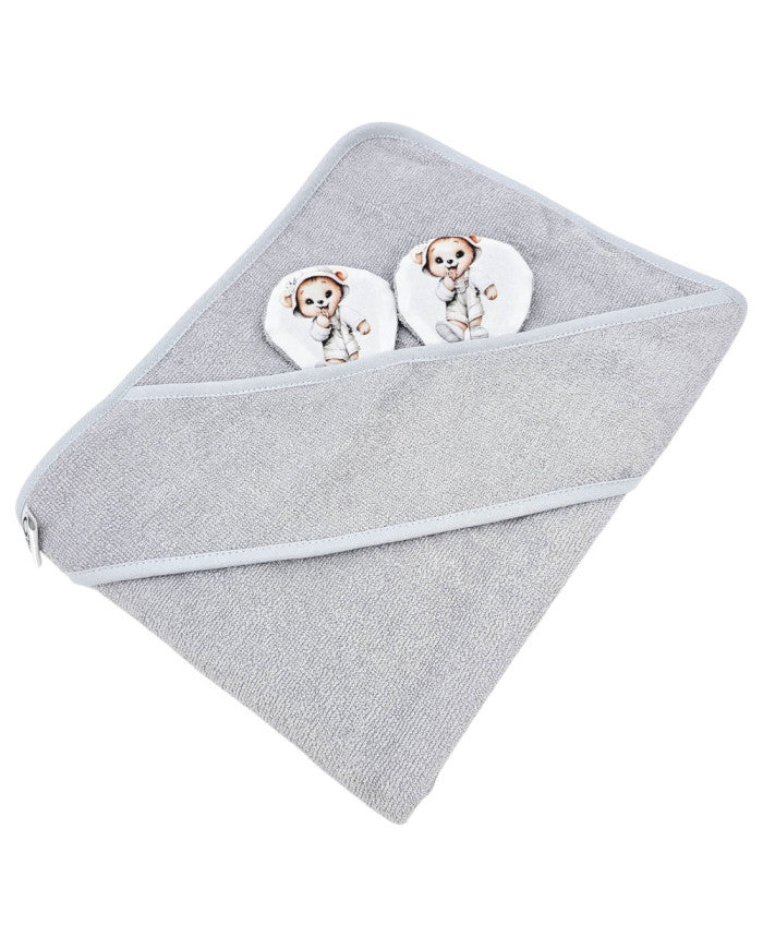 Bamboo bath cover GARDENER BEAR/GREY