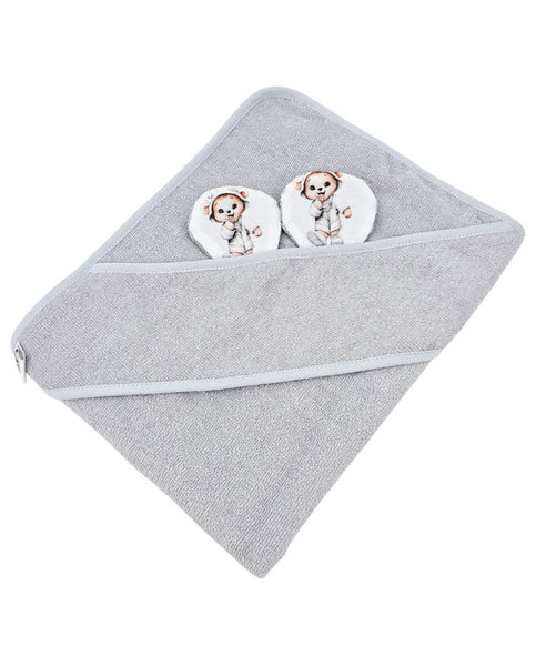 Cape de bain en bambou OURS JARDINIER/GRISE