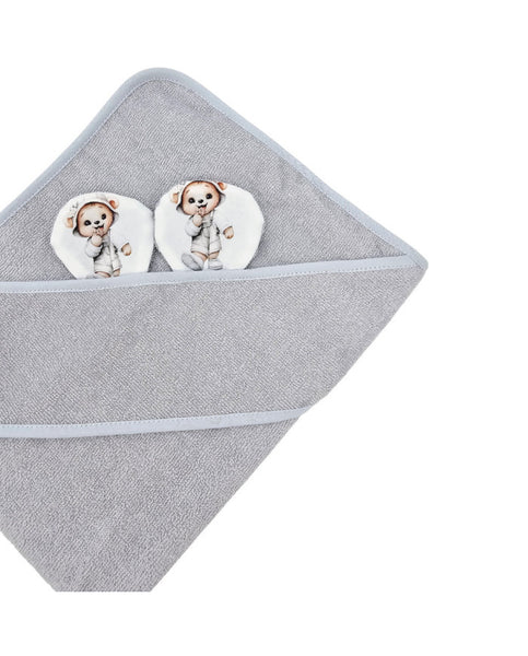 Cape de bain en bambou OURS JARDINIER/GRISE