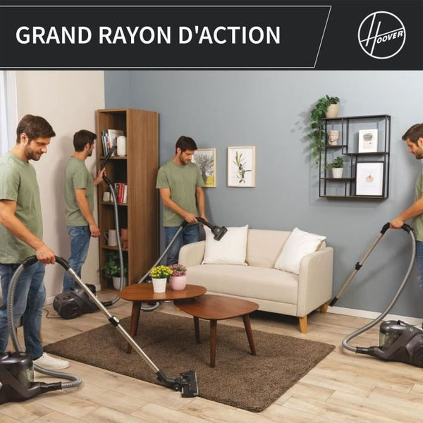 Zakloze stofzuiger - HOOVER - HP321PAF - 850 W - 75 dBA - 2 L - Grijs
