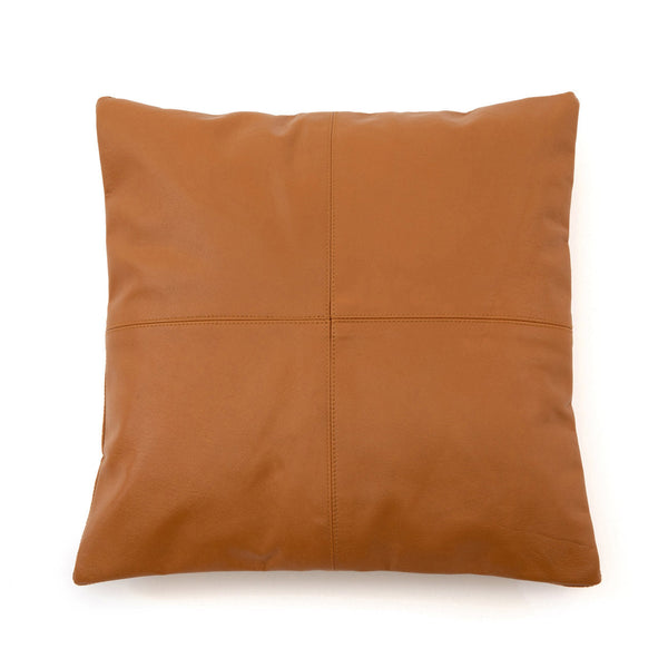 De Vierdelige Leren Kussenhoes - Camel - 40x40
