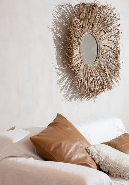 De Vierdelige Leren Kussenhoes - Camel - 40x40