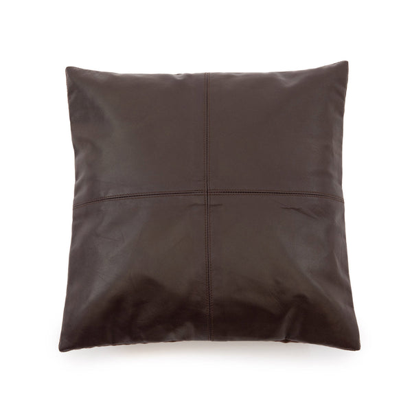 De Vierdelige Leren Kussenhoes - Choco - 40x40