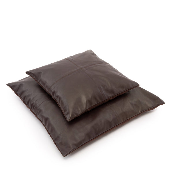 De Vierdelige Leren Kussenhoes - Choco - 40x40