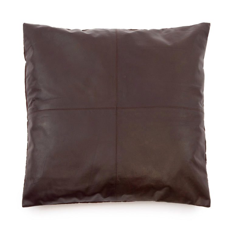 Het Vierkante Leren Kussenovertrek - Choco - 60x60