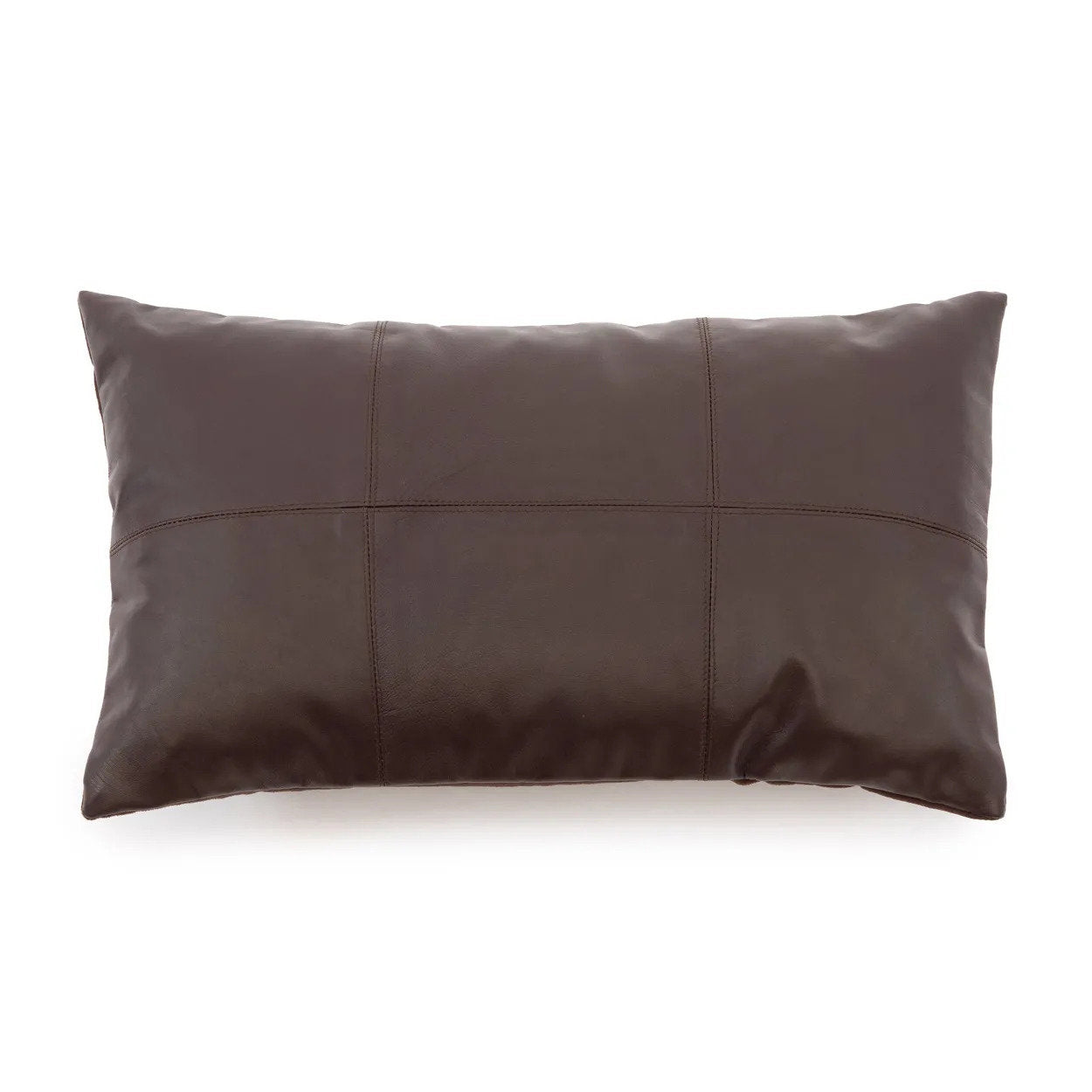 De Zes Delen Leren Kussenhoes - Choco - 30x50