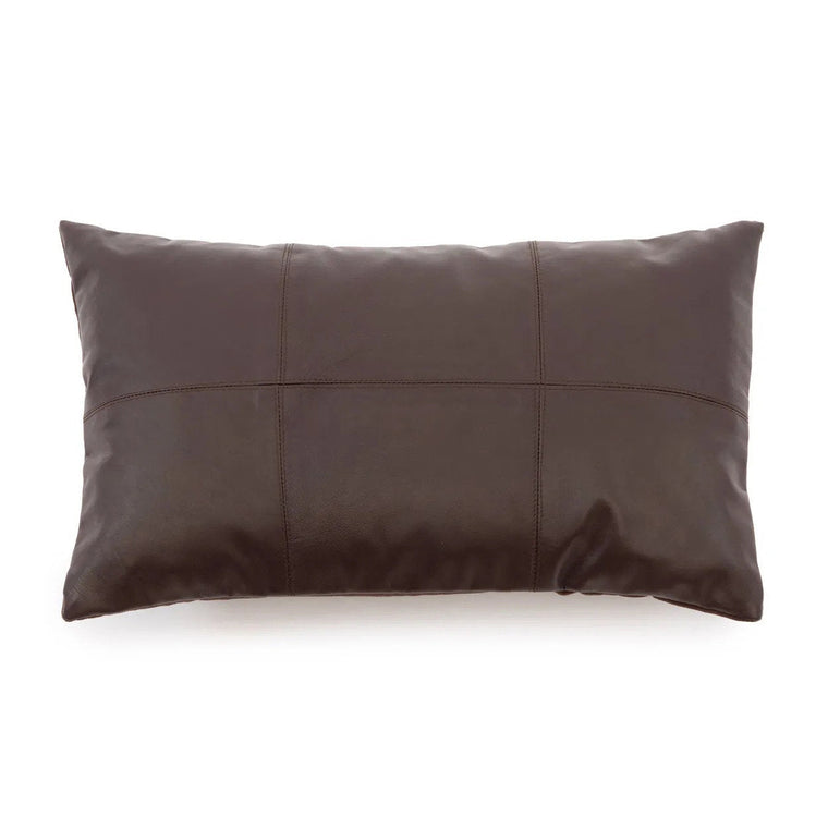 De Zes Delen Leren Kussenhoes - Choco - 30x50