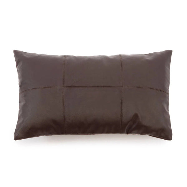 De Zes Delen Leren Kussenhoes - Choco - 30x50