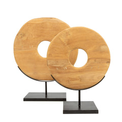 De Teak Schijf op Standaard - M