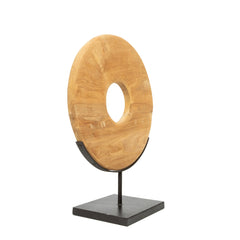 De Teak Schijf op Standaard - M